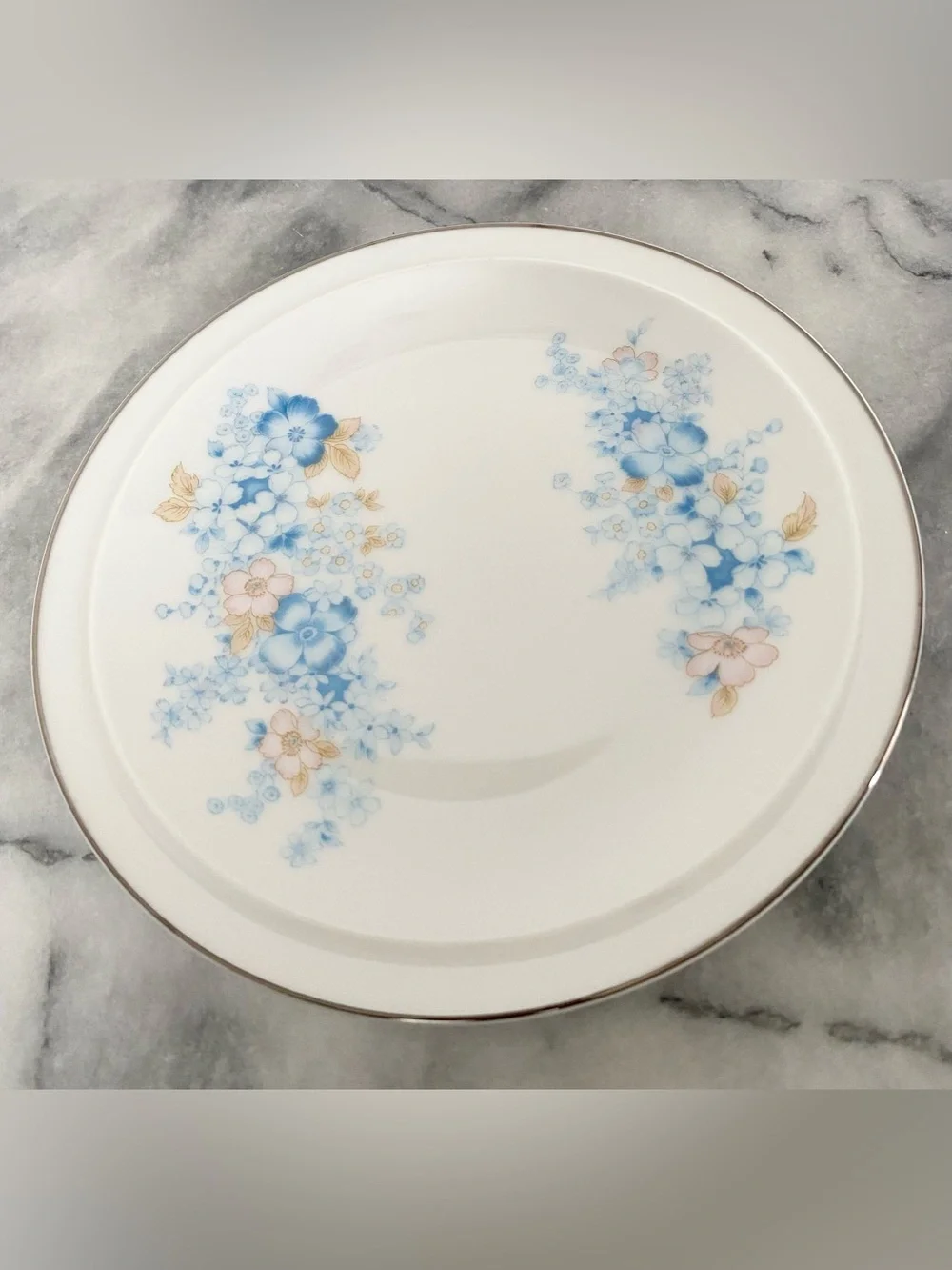 Vintage FANCI FLORAL Blue Morn Collection Japan Salad Plates (4)